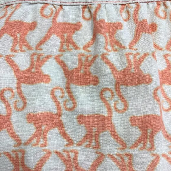 EGG Baby Girl Pink White 100% Linen Monkey Print Dress Size 12-18 Months - Picture 3 of 12